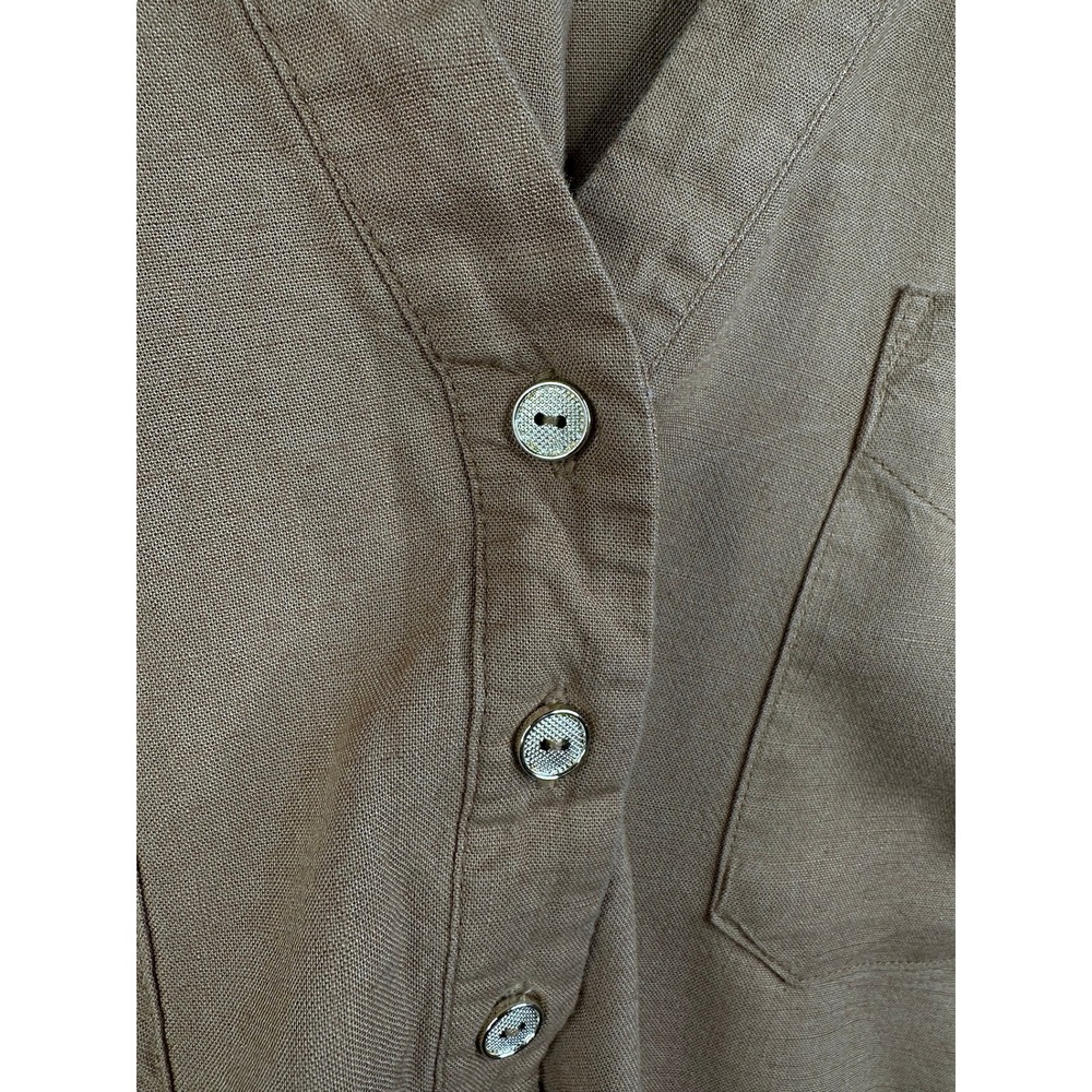 TORRID Blouse‎ Women 3 Brown Henley Neck Roll Tab Sleeves Front Pockets Relaxed - Picture 4 of 7